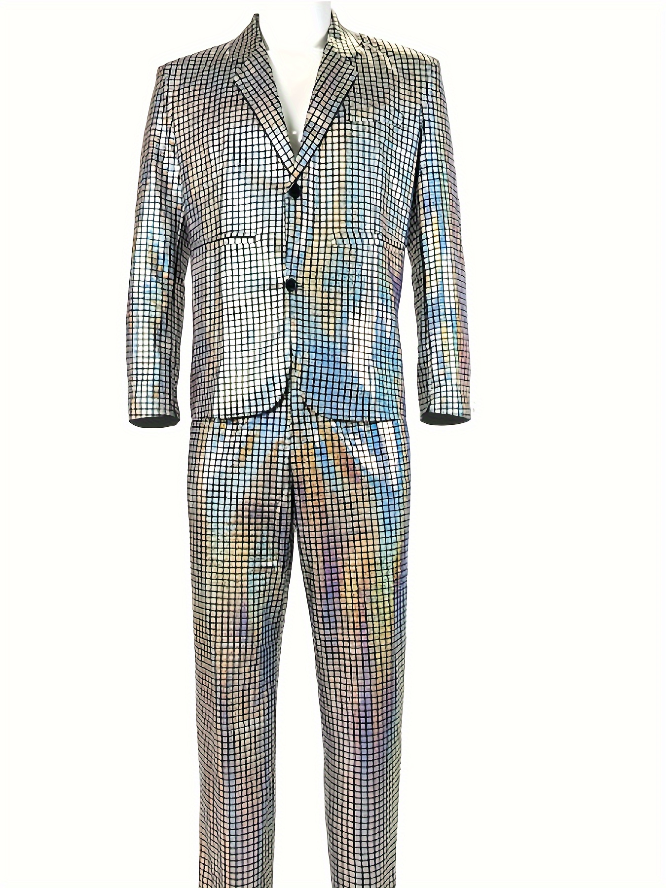 Men's Shiny Performance Suit, European Style for Events